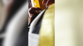 Femboy in plane v-card uses hitachi to jizz