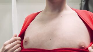 I toyed with my nips in the fitting guest room