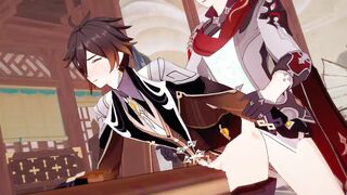 zhongli x tartaglia have buttfuck hump - Genshin Influence Yaoi