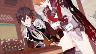 zhongli x tartaglia have buttfuck hump - Genshin Influence Yaoi