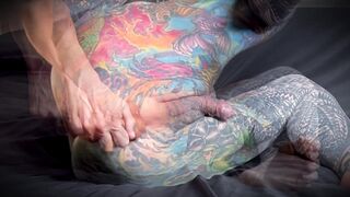 This inked bi-atch satiates the desires of her wild bum with a yam-sized fuck stick