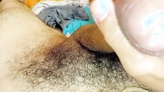 Masculine with a gigantic ample humungous-headed beefstick wanks off with a love glove and packs it with milk