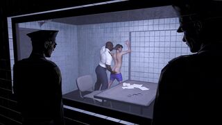 BIG BLACK COCK. The police interrogation finished with firm assfucking hump.