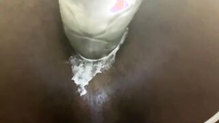 Early morning large fucktoy in masculine butt panty to the side