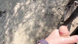 Risky masturbating off in the public park.