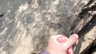 Risky masturbating off in the public park.