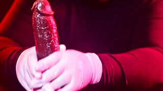 Jacking and Spanking this Giant Dark-hued Spear two