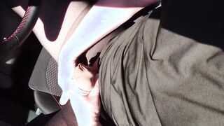 Naughty money-shot with the door open in the van
