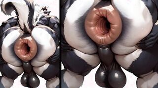 Fur covered queer studs with thick donks in gonzo ass fucking. THREE DIMENSIONAL homo manga porn cartoon.