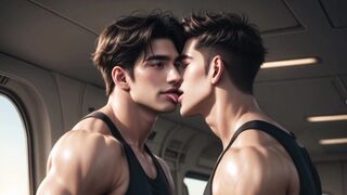 Dangerous homosexual assfuck lovemaking on a stuck cord van. Spunking in their tiny cabooses high up