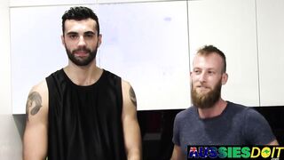 Bearded Tyla Tugs His Cock Fast While Eli Hammers His Australian Ass