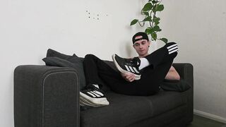 Messy Sneaker Youngster Guy: Post-Exercise Smell Idolize & Monstrous Money-shot!
