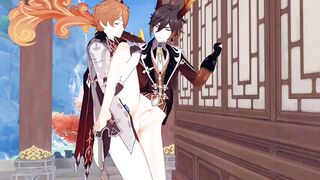 tartaglia breeds zhongli - Genshin Influence Yaoi Anime porn
