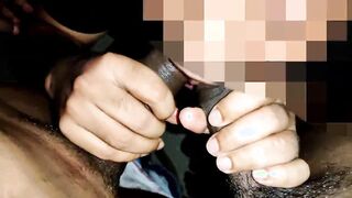 Gargling & penetrating by two dark-hued beef whistle during soiree