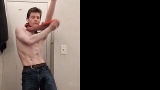 Naughty school jock displays off