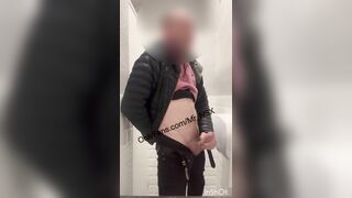Wanking in the wc while the caretaker ambles down the hall. Good-sized spear milked to cum-shot
