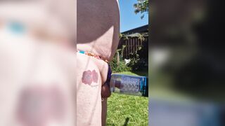 boyfrend plays outside in garden with his unrighteous willy machine