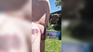 boyfrend plays outside in garden with his unrighteous willy machine