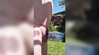 boyfrend plays outside in garden with his unrighteous willy machine