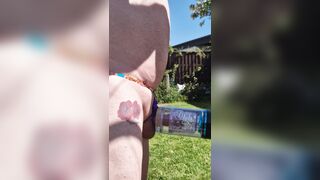 boyfrend plays outside in garden with his unrighteous willy machine