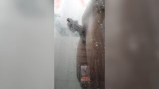 wanking off in the bathroom and spunking at the end
