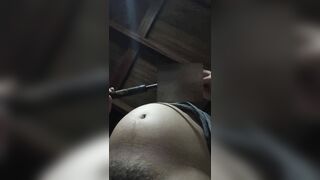 Doing a rubdown at my big getting taller stomach