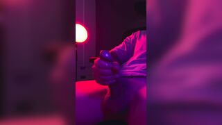 Solo boy masturbating off rock hard man rod in this night