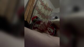 Grubby bedroom solo handjob