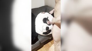 Plush panda penetrated in the eye nest