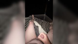 Draining outdoors in hammock during lightning storm