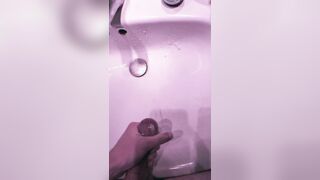 Slow-mo of a GOOD-SIZED jizz stream ejaculation