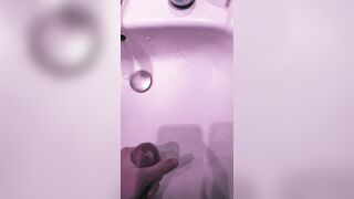 Slow-mo of a GOOD-SIZED jizz stream ejaculation