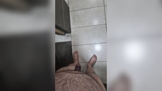 Entirely bare in mall wc while shopping