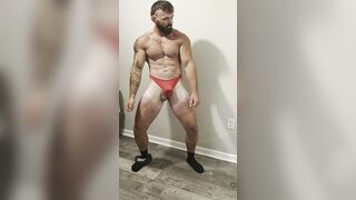 Dancing like a masculine stripper in a panty undressing and dancing