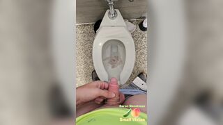 Public peeing then spunking right after I heard some enter the shower but I still went for it