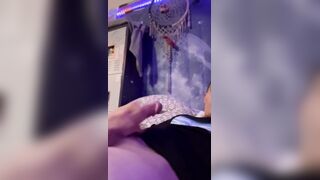 Masturbating on some tramps sofa