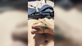 Domineering inked Mans strong solo sesh - Shrieking POINT OF VIEW and Pop-shot