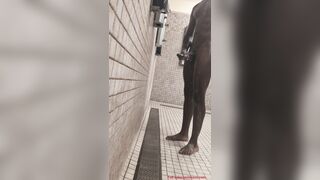 Humungous Knob Caught Tugging in Public Gym Bathroom