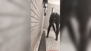 Humungous Knob Caught Tugging in Public Gym Bathroom