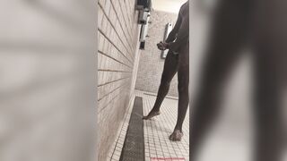 Humungous Knob Caught Tugging in Public Gym Bathroom