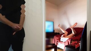 Caught my gay-for-pay roomy on milking while I penetrate my bum at web cam