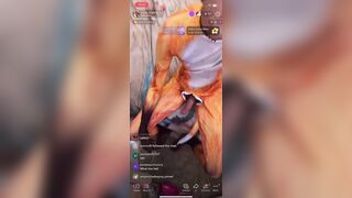 Spunking on Tiktok live BoiBlue11xx showcasing his stiffy on Tiktok live Jizm full salute stiffy print on Tiktok