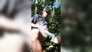 Tugging off in the park
