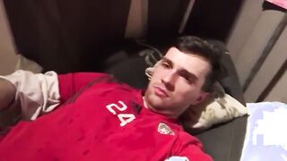 Fap and spunk in hockey gear