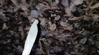 Tonguing jizm from used rubber I found