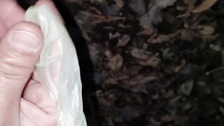 Tonguing jizm from used rubber I found
