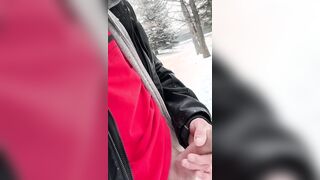 Snowing Fapping off beside shop!