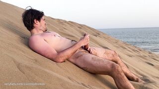 wanking off on a public bare beach while a homie filming me