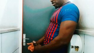 Big black cock public restroom masturbate off