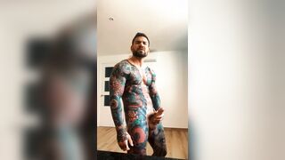 Nasty Tatted boy getting off and gigantic cum-shot